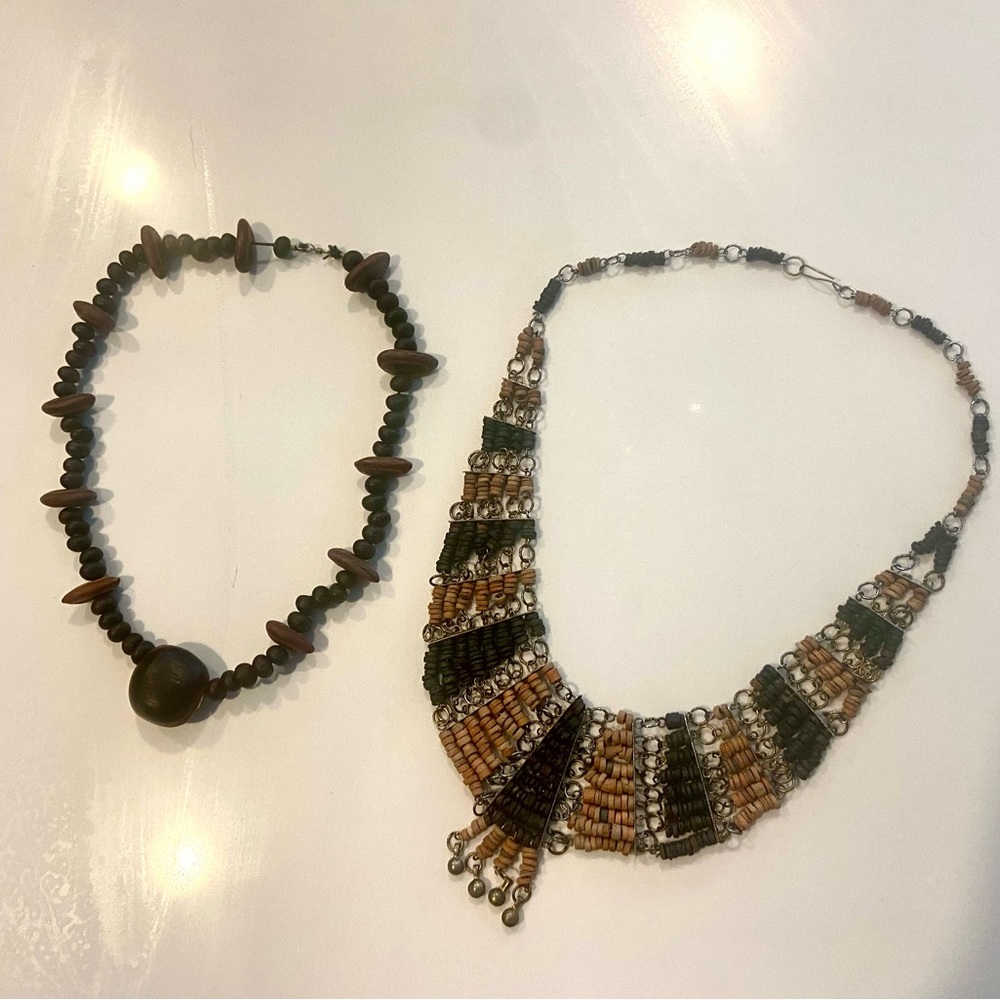 African wooden bead necklaces
